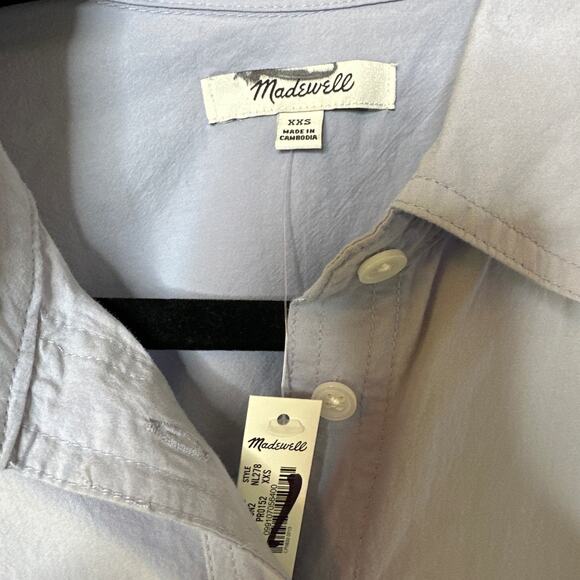 Madewell Signature Poplin Short sleeve button down shirt in Distant Peri XXS NWT - Picture 6 of 11